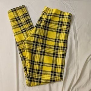 Blackmilk Tartan Shiny Yellow Leggings - Size L